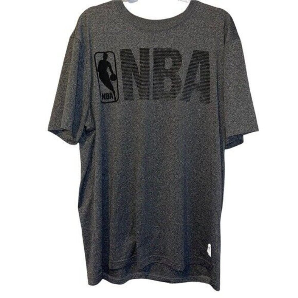 NBA Spell Out Grey Heathered Short Sleeve TShirt Shirt Men's Size XXL 2X